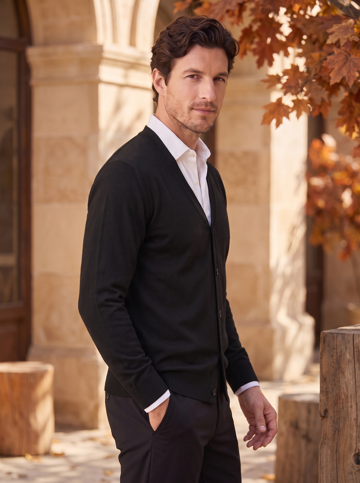 Men's knitted cardigan sweater