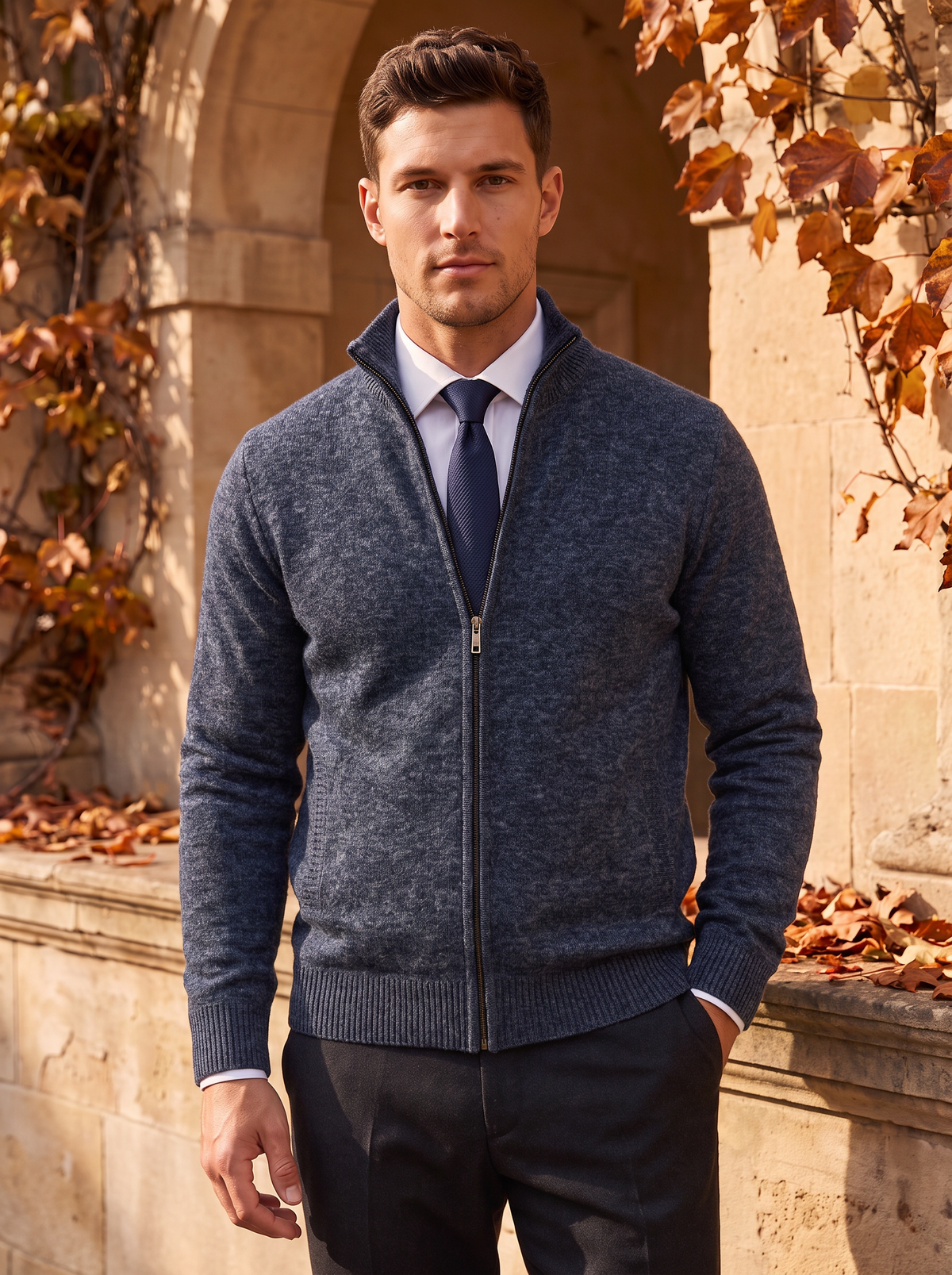 Men's lightweight knitted cardigan for fall