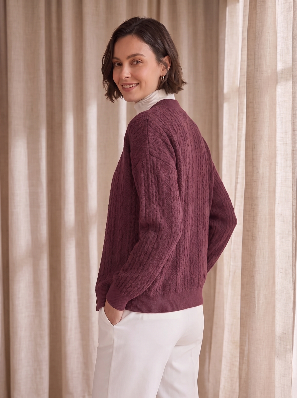 Cropped knit cardigan women