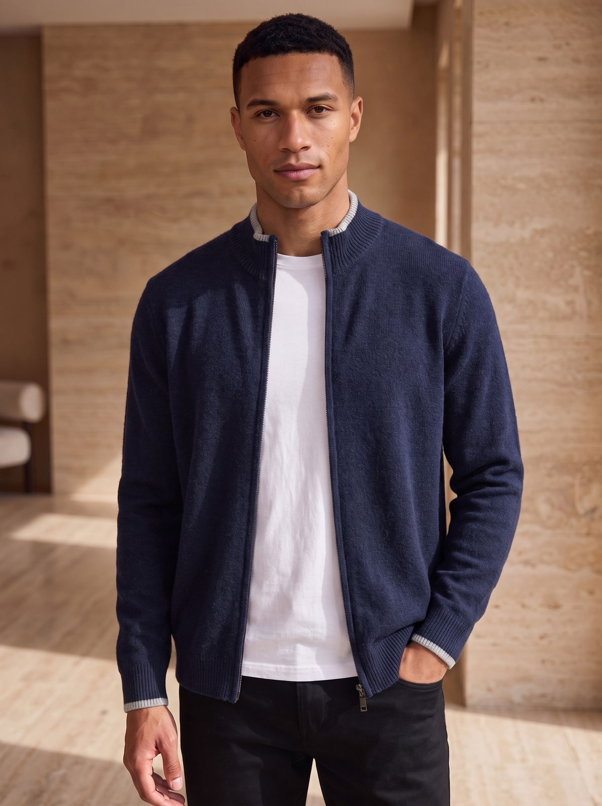 Men's casual wool cardigan