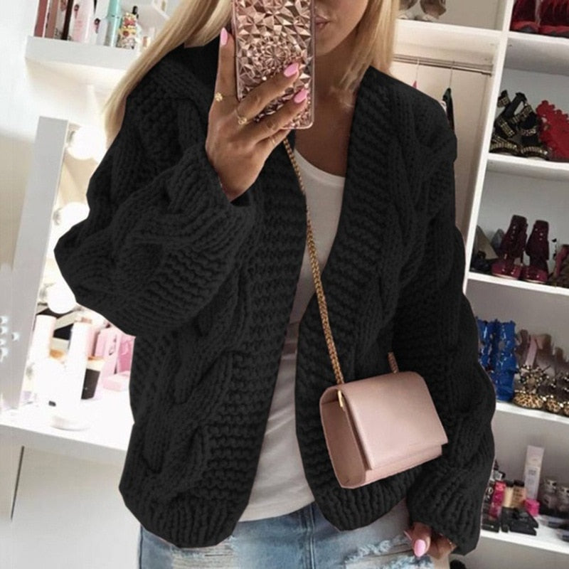 Cardigan en Maille Torsadée pour Femme