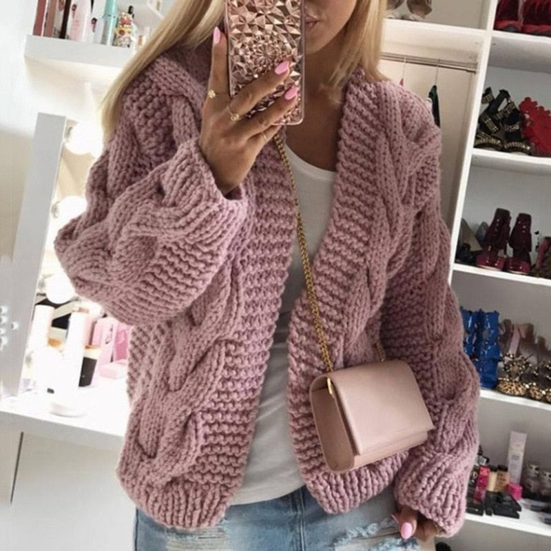 Cardigan en Maille Torsadée pour Femme