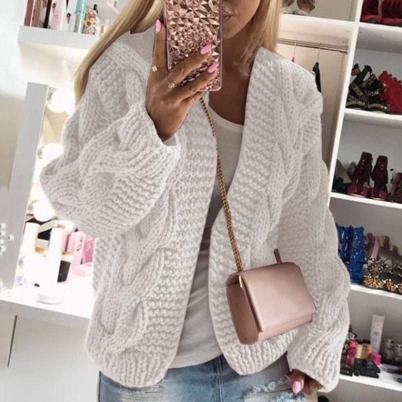 Cardigan en Maille Torsadée pour Femme