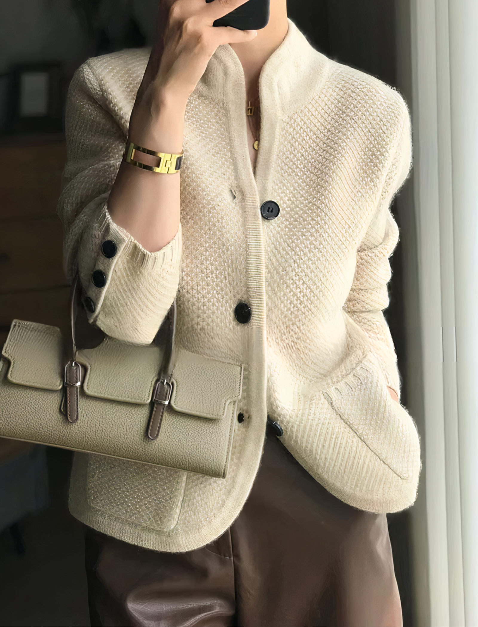 Cardigan Doux avec Boutons Femme