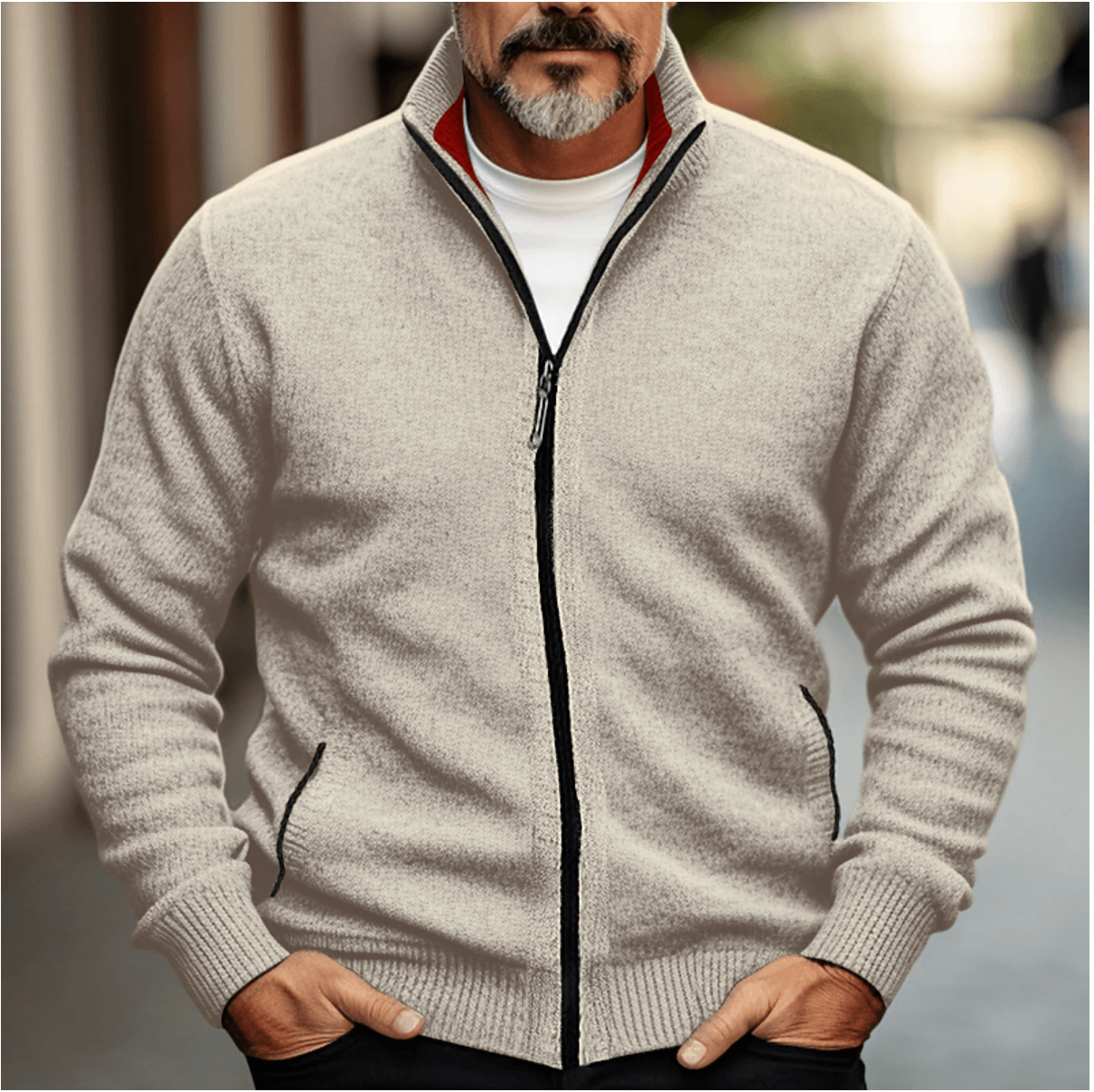 Cardigan à fermeture zippée pour homme