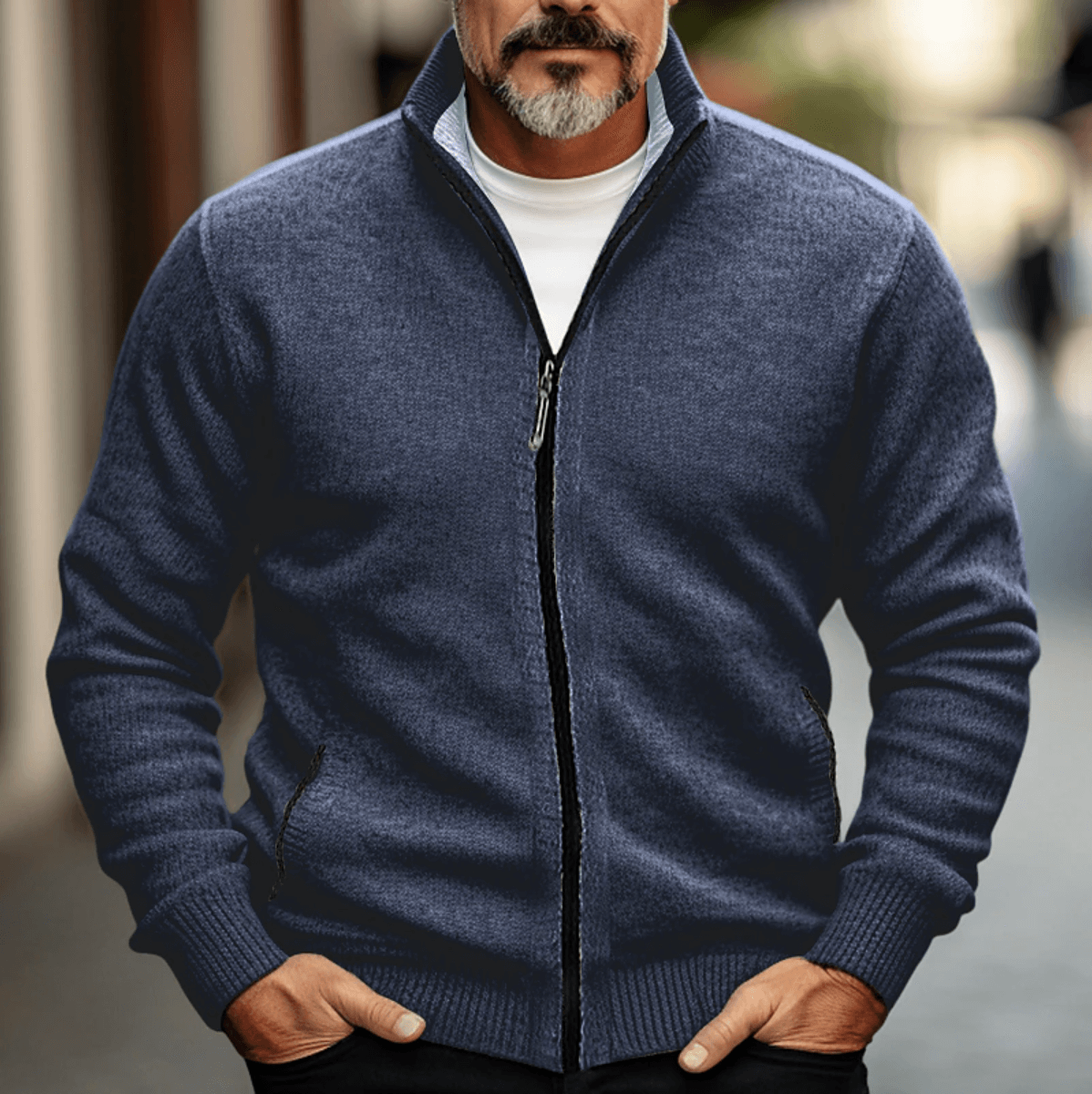 Cardigan à fermeture zippée pour homme
