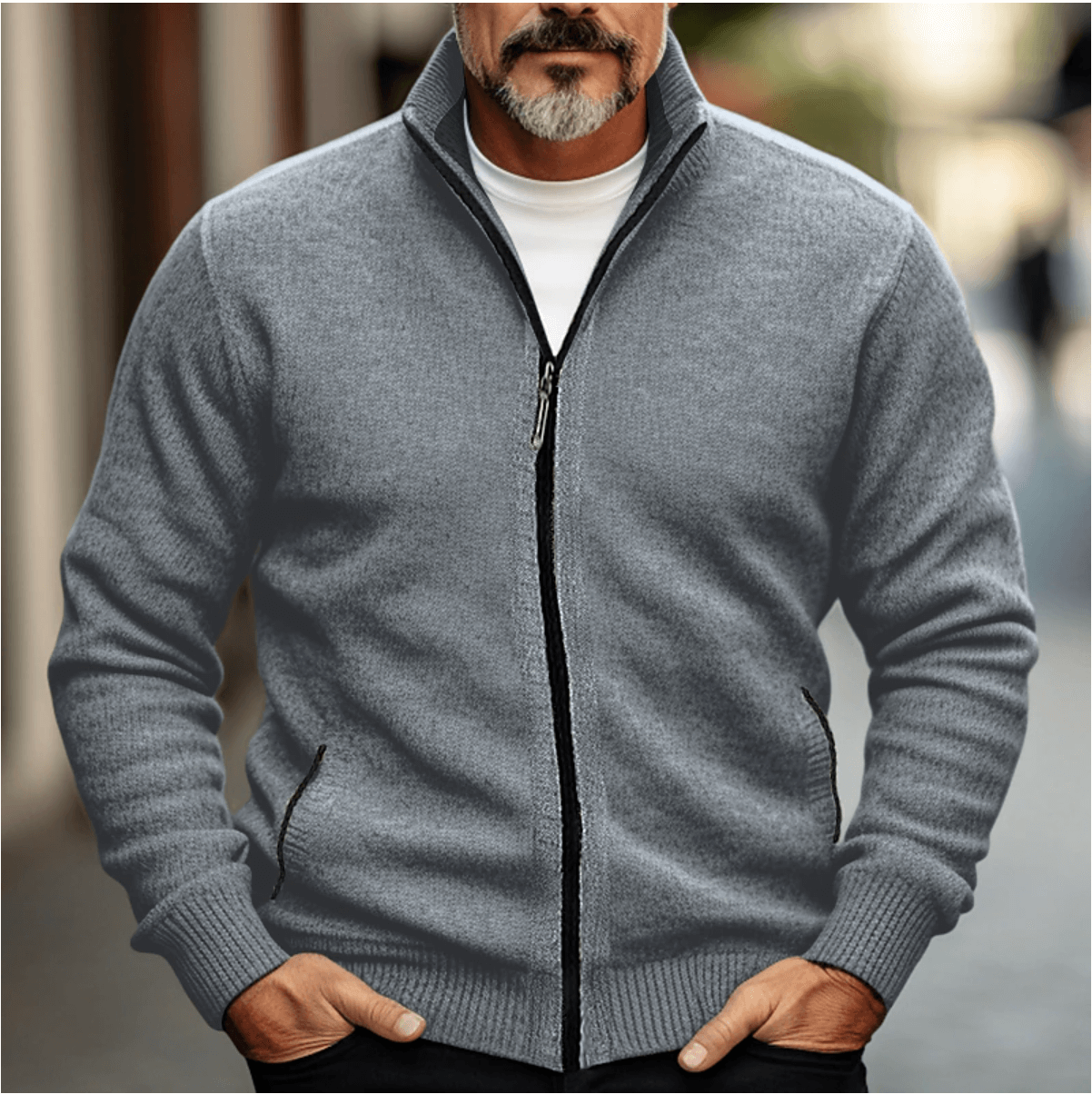 Cardigan à fermeture zippée pour homme