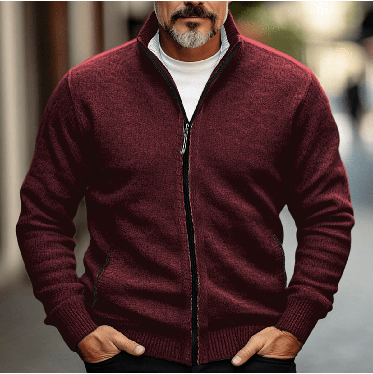 Cardigan à fermeture zippée pour homme