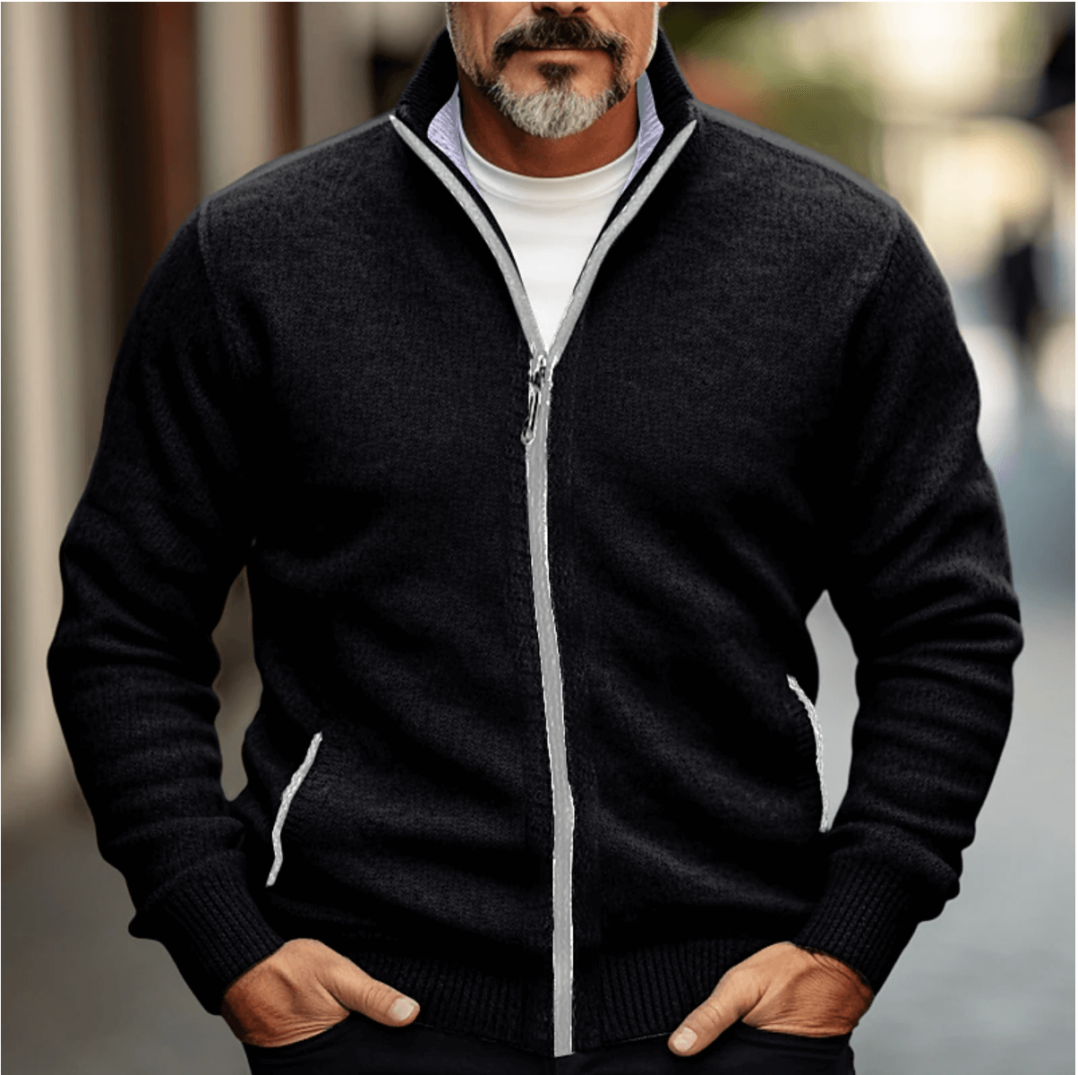 Cardigan à fermeture zippée pour homme