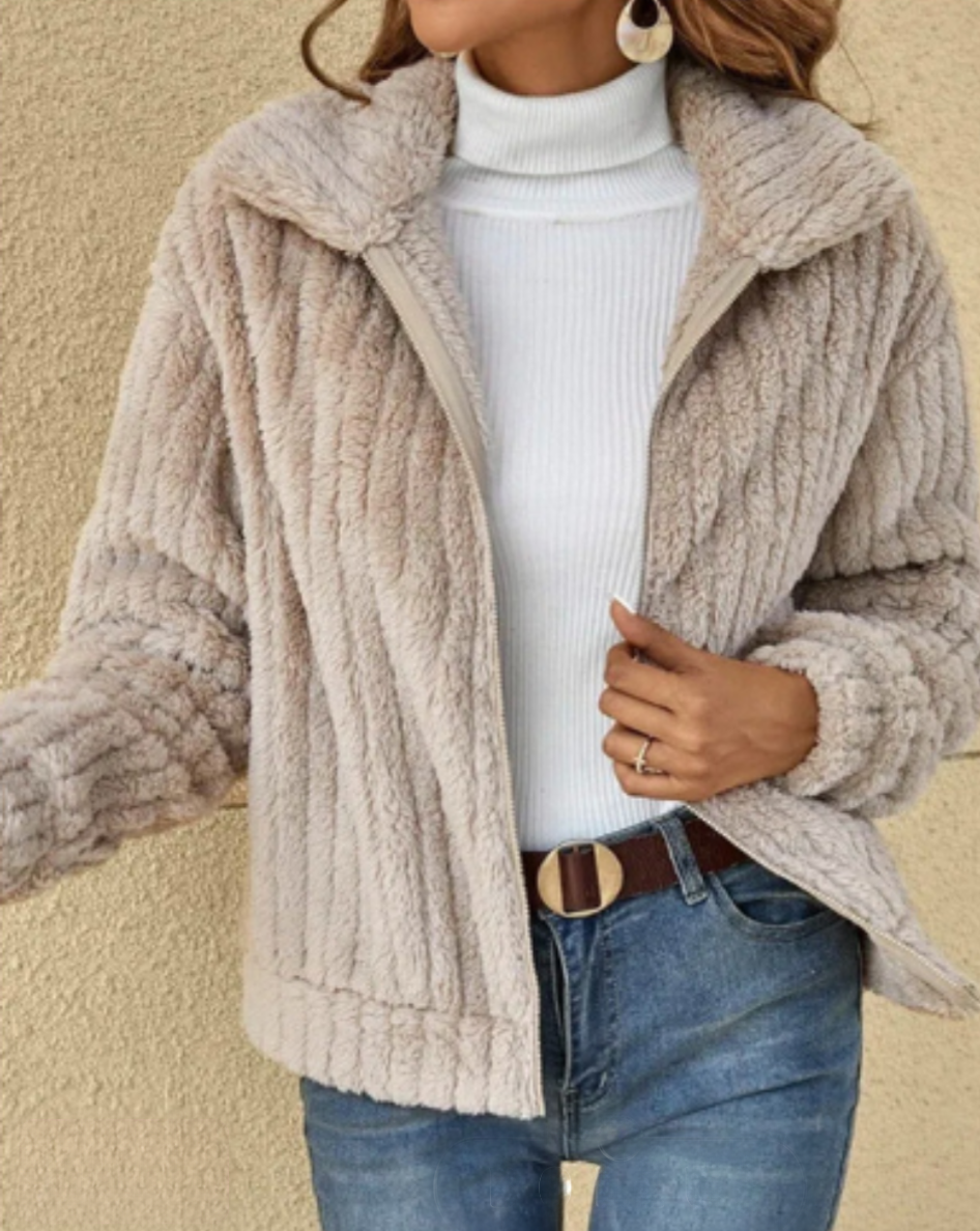 Veste en fausse fourrure zippée pour femmes