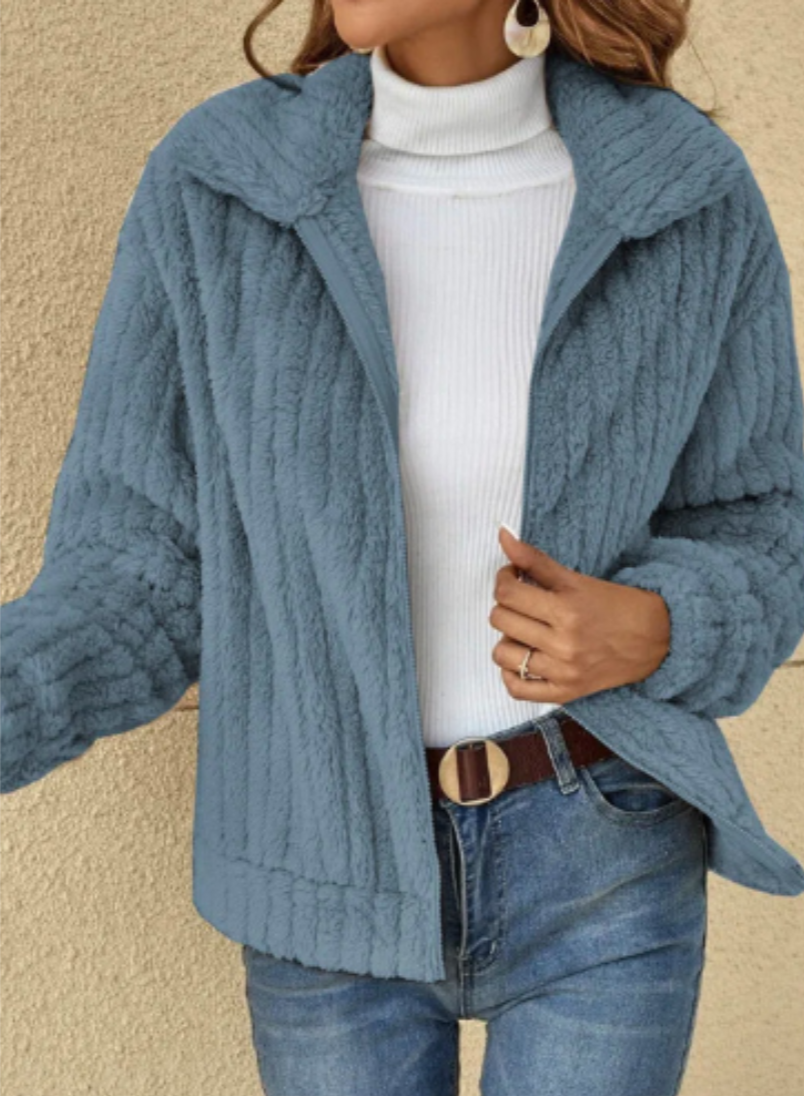 Veste en fausse fourrure zippée pour femmes