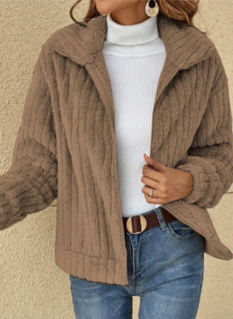 Veste en fausse fourrure zippée pour femmes