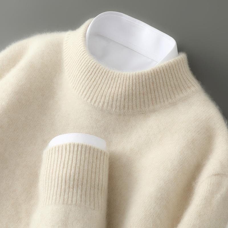 Knitted wool pullover with classic crew neckline in relaxed silhouette
