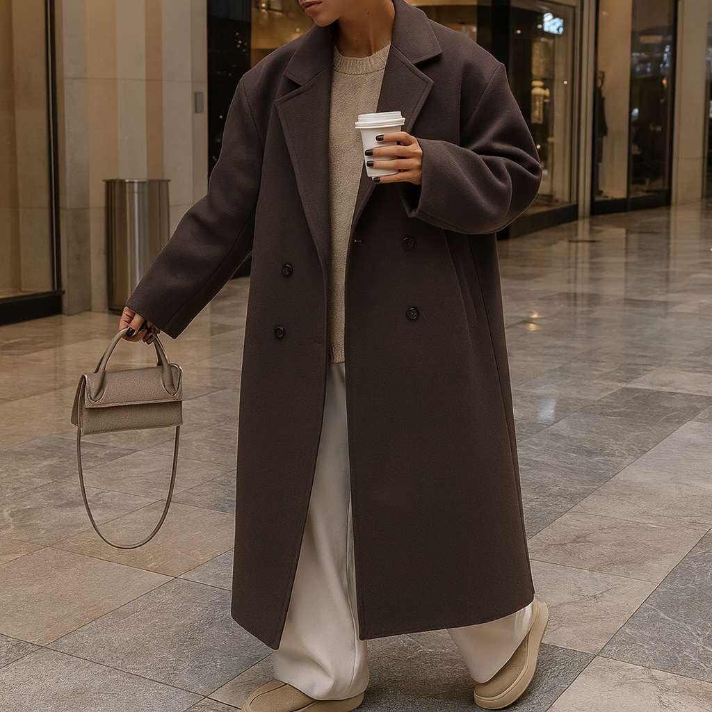 Manteau Long à Double Boutonnage pour Femme