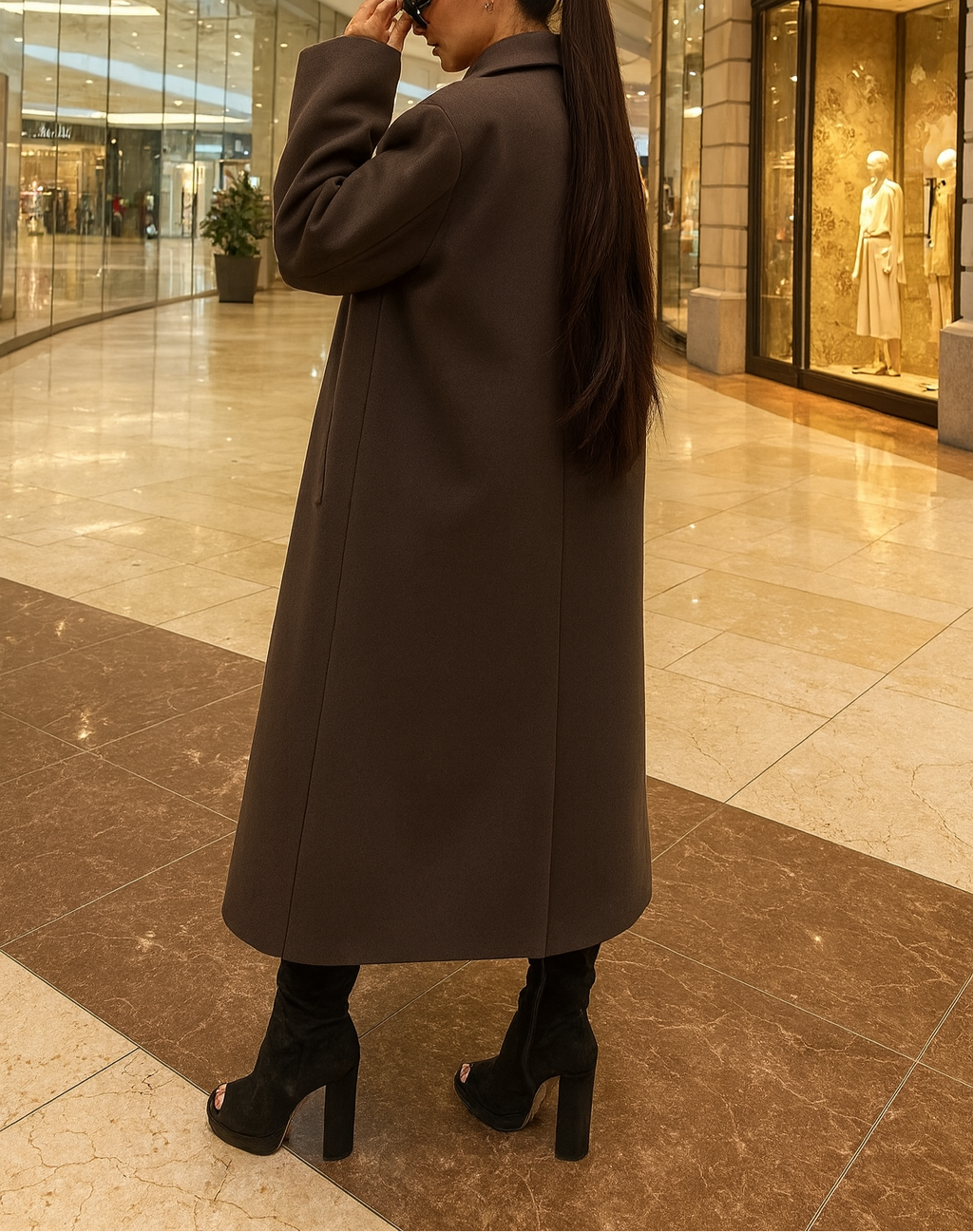 Manteau Long à Double Boutonnage pour Femme