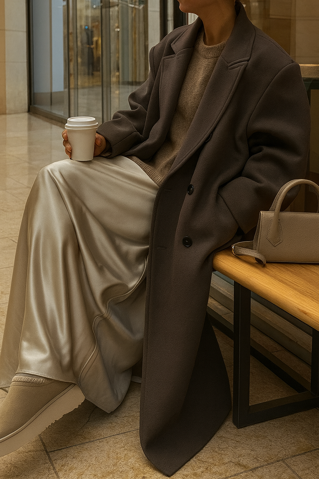 Manteau Long à Double Boutonnage pour Femme