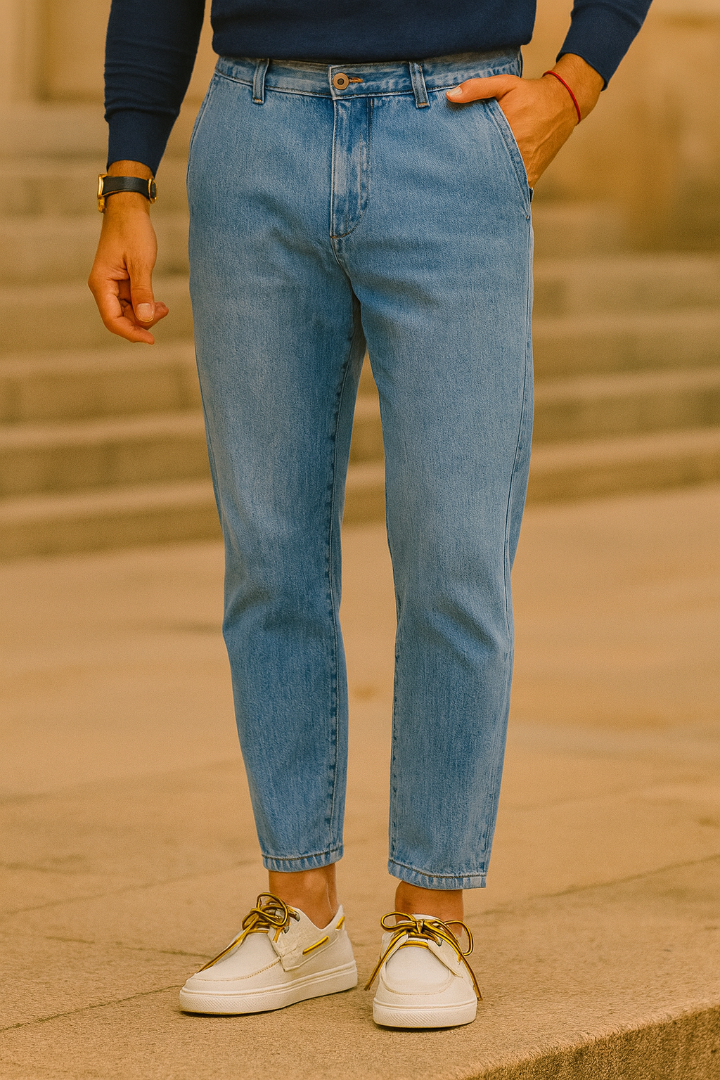 Jean Droit Bleu 100% Coton Homme
