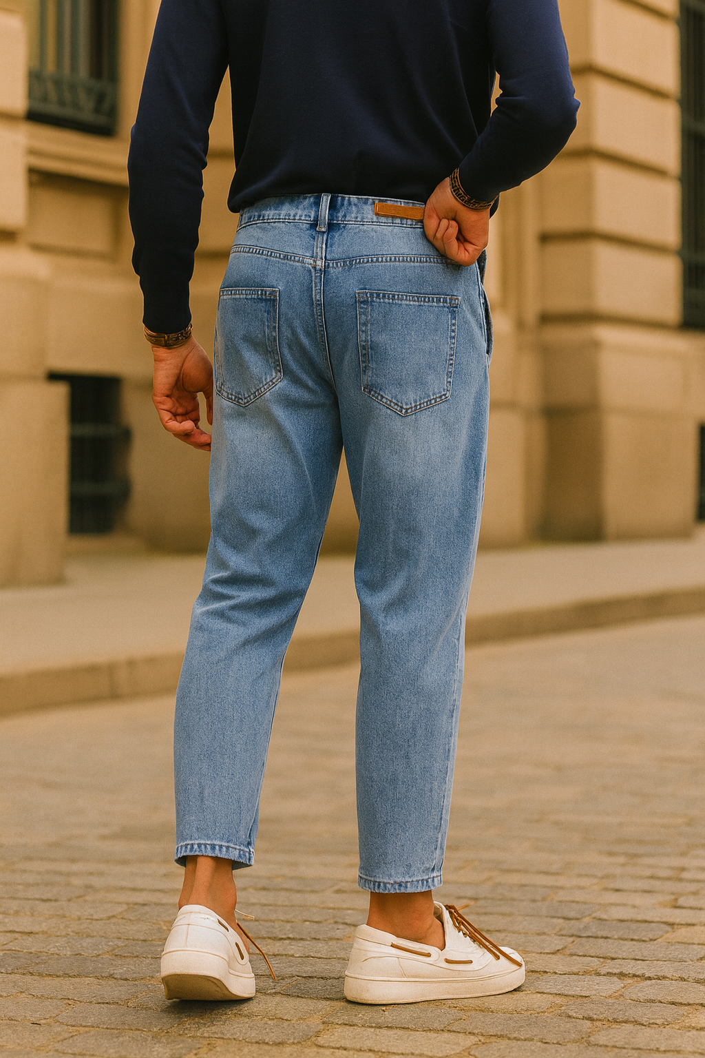 Jean Droit Bleu 100% Coton Homme