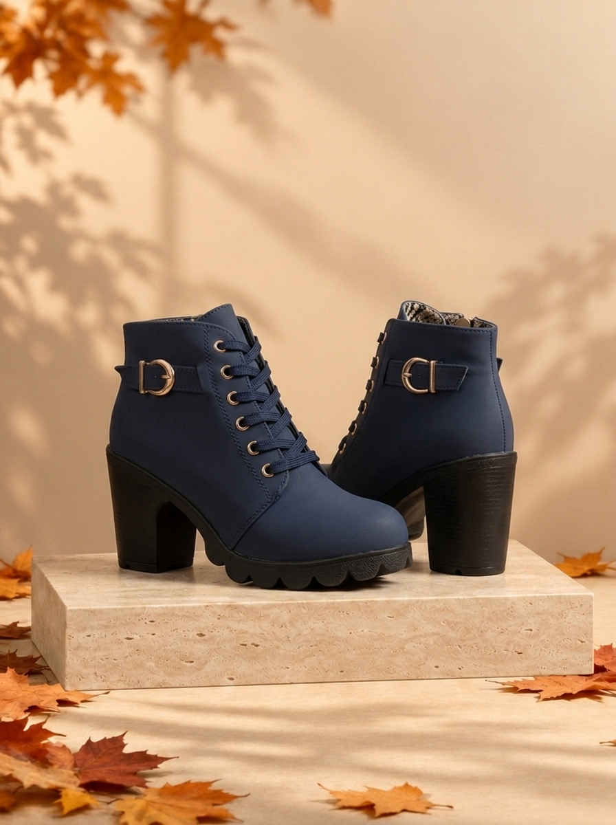 Women's chunky heeled lace-up boots
