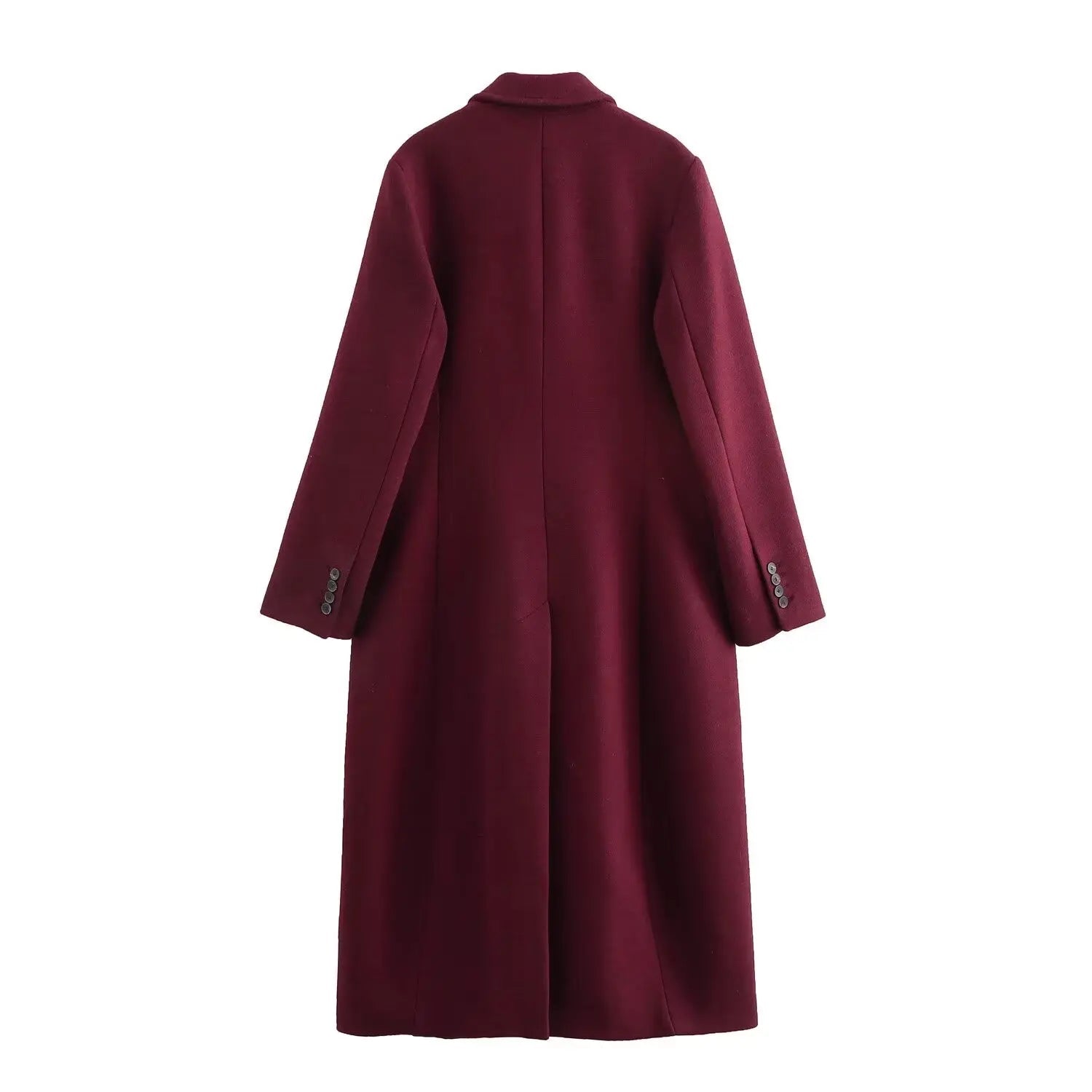 Long wool overcoat with double-breasted closure for women