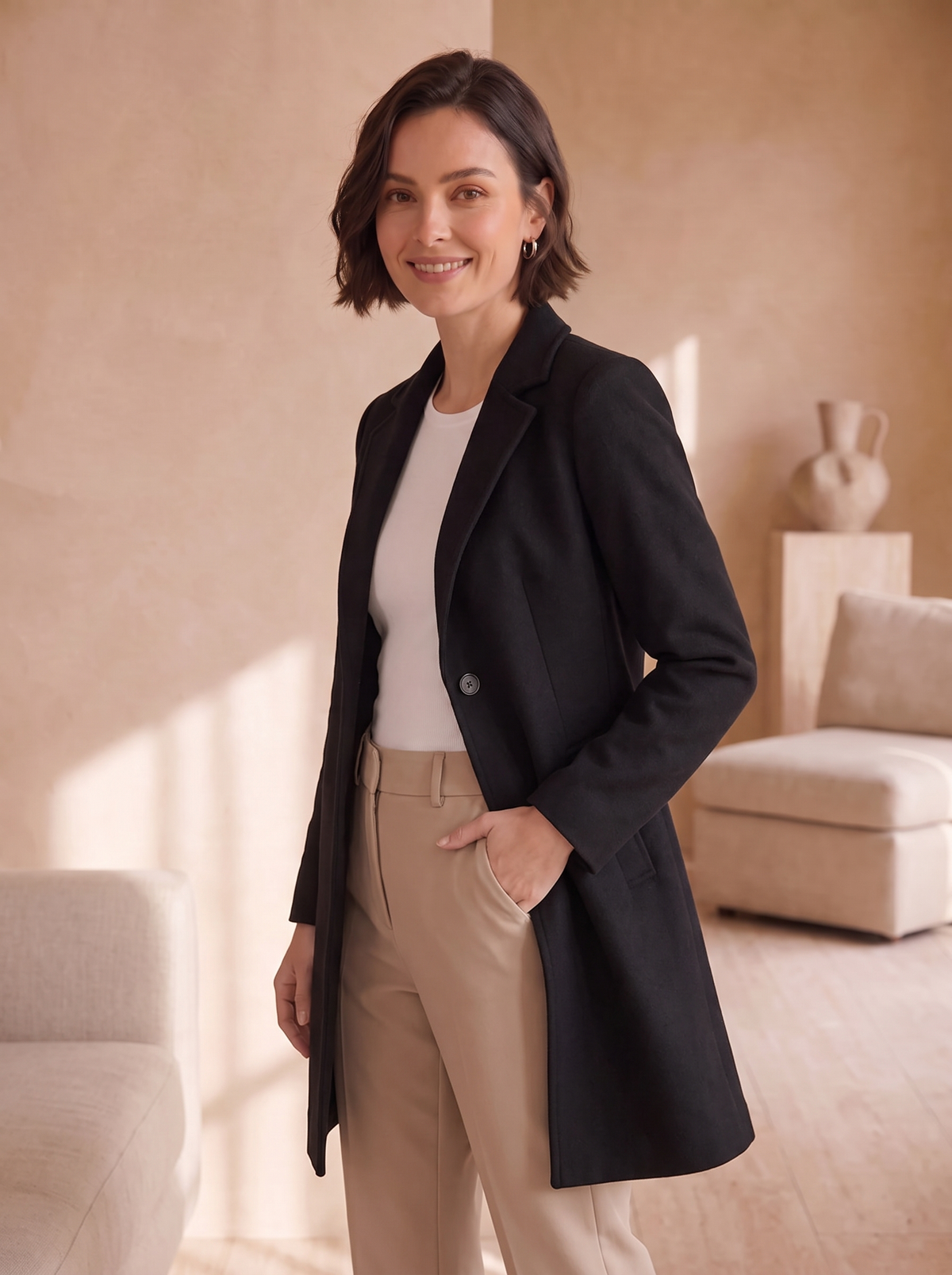 Long tailored winter coat women