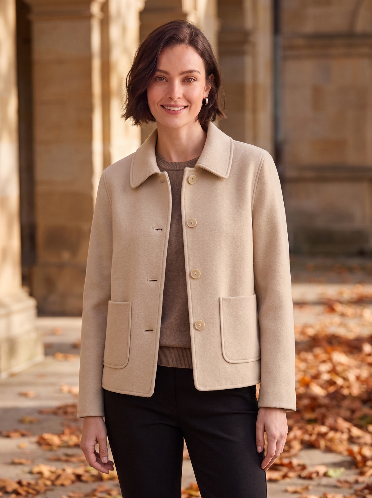 Wool Short Buttoned Coat Women