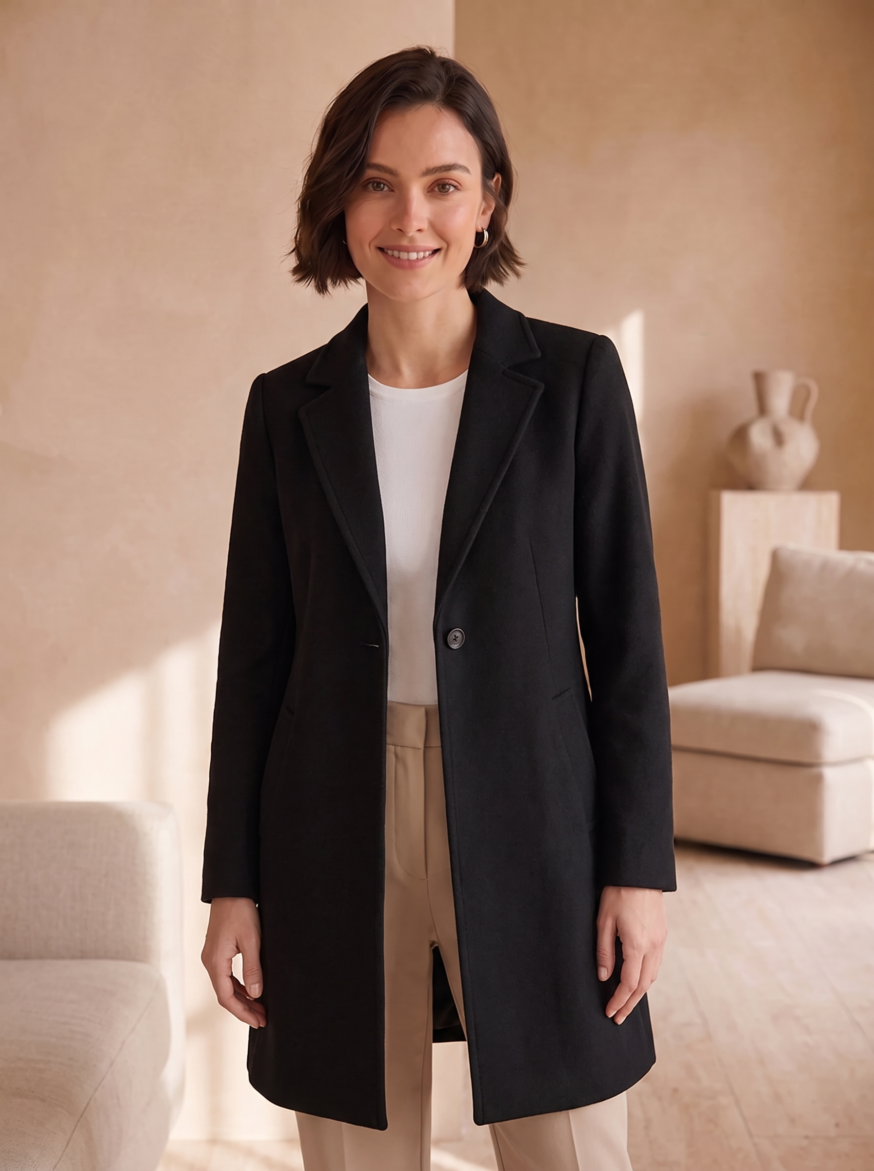 Tailored winter coat long women