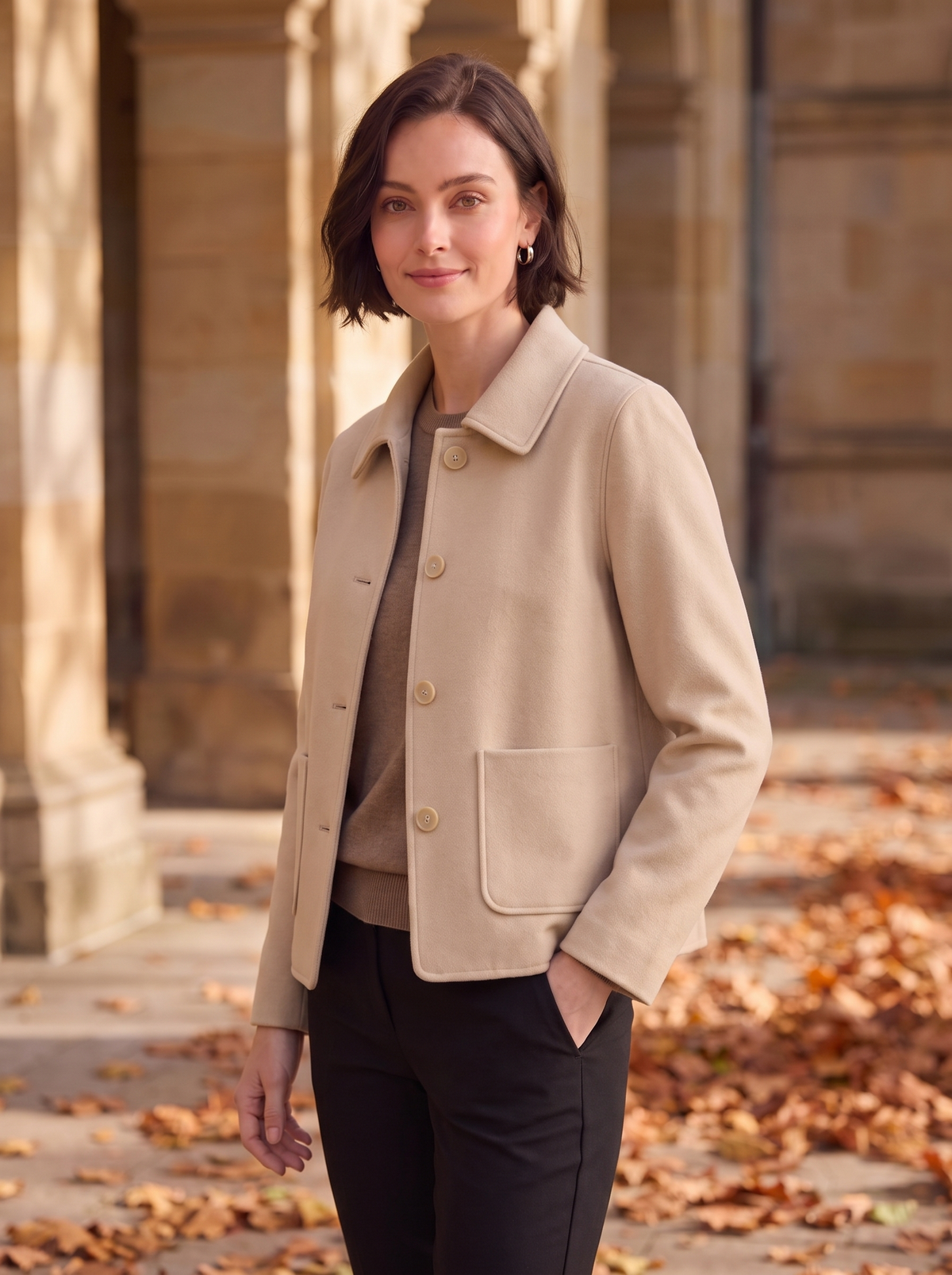 Wool Short Buttoned Coat Women