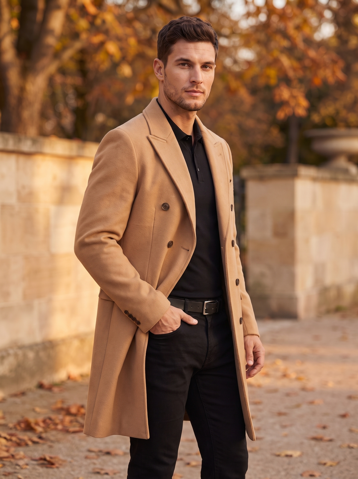 Men's classic double breasted overcoat