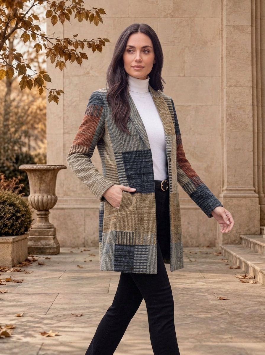 Women's wool blend mid length coat for fall