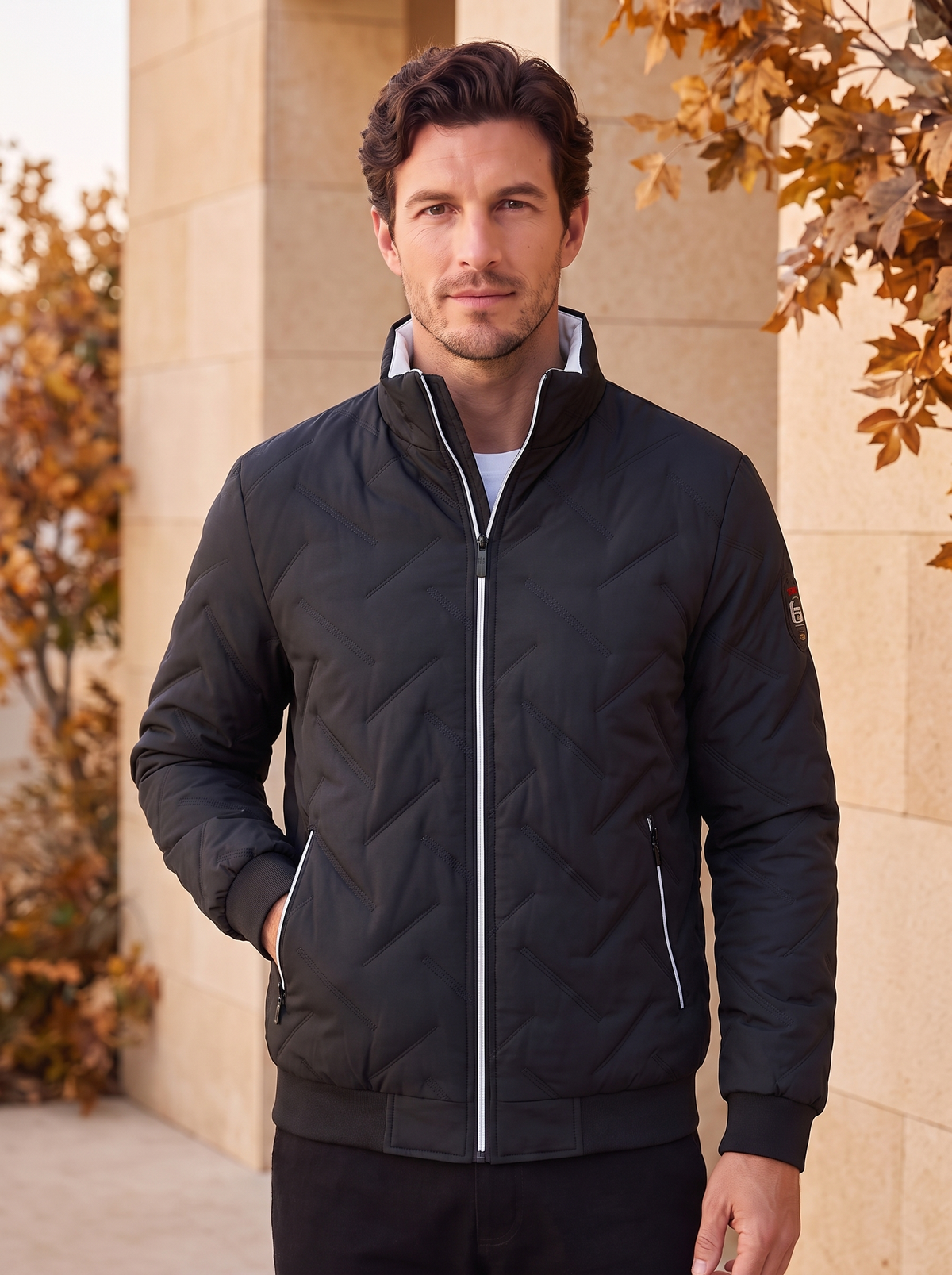 Men's quilted jacket with hood