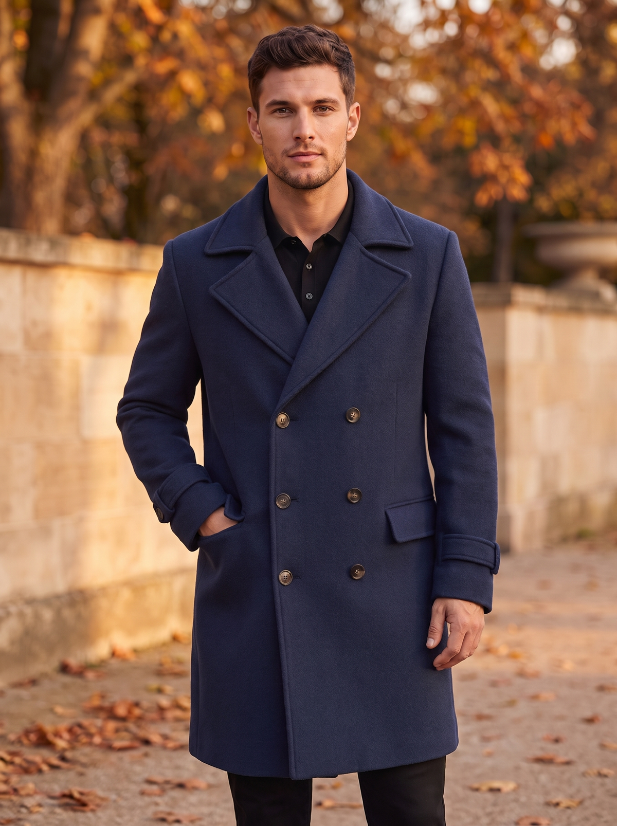 Men's double breasted coat for fall