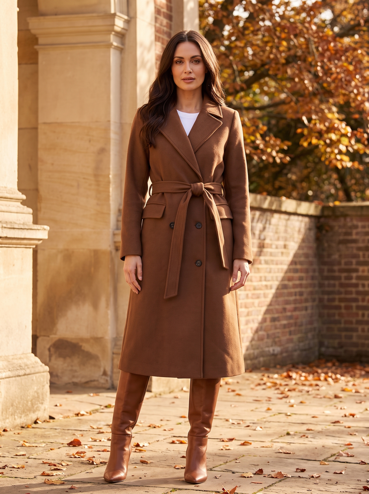 Women's belted trench coat for fall