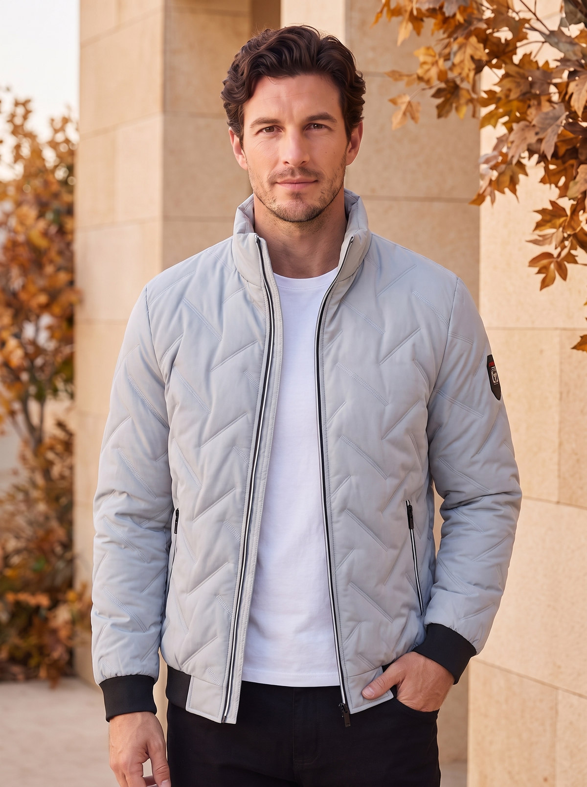 Men's padded zip front jacket
