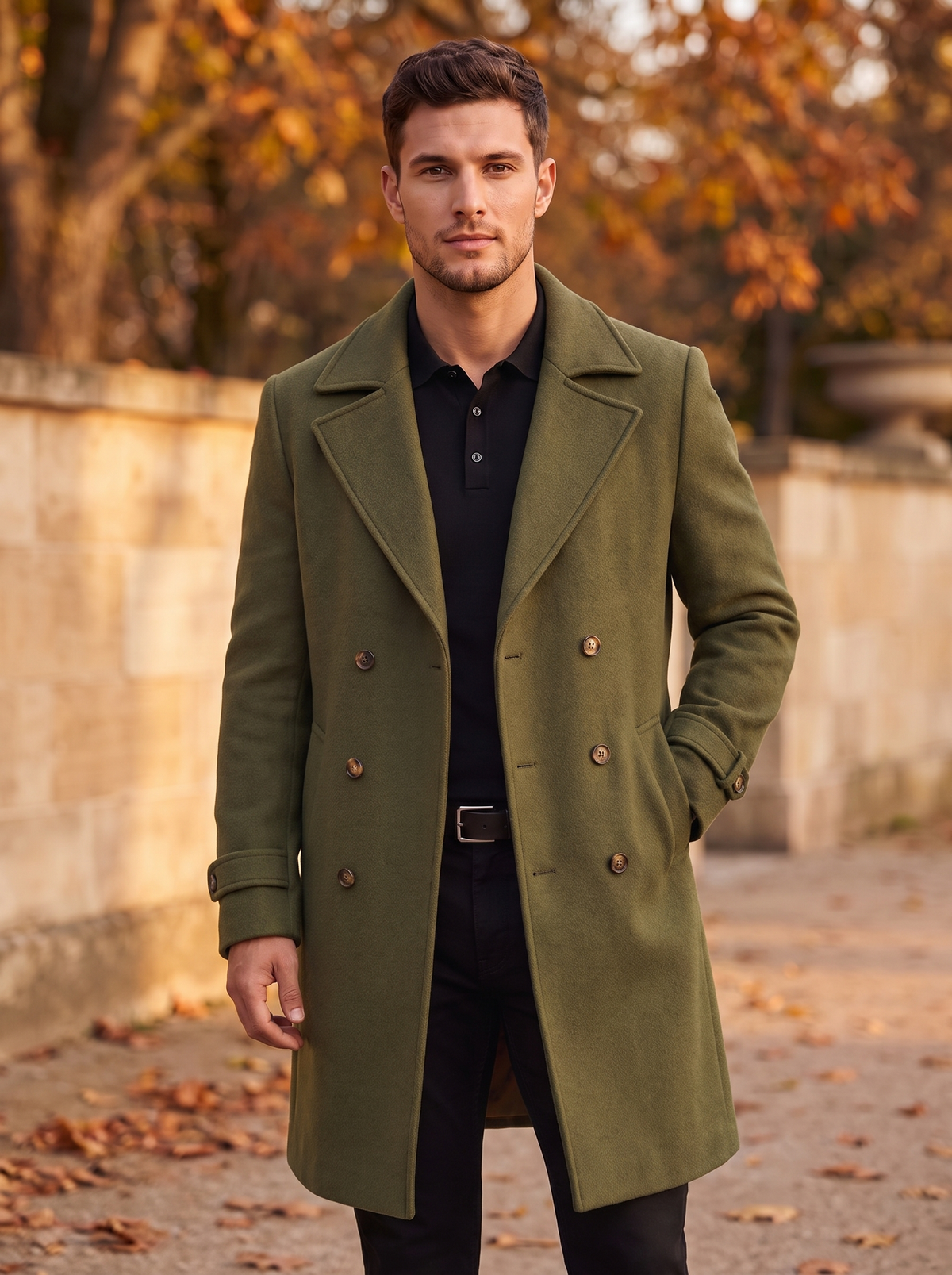 Men's double breasted wool coat
