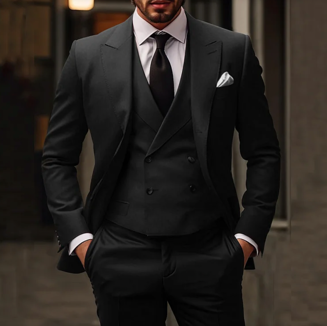 Costume trois pièces à coupe ajustée pour hommes