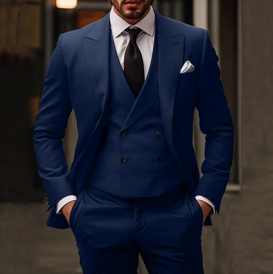 Costume trois pièces à coupe ajustée pour hommes