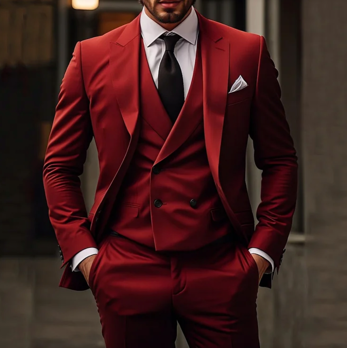 Costume trois pièces à coupe ajustée pour hommes
