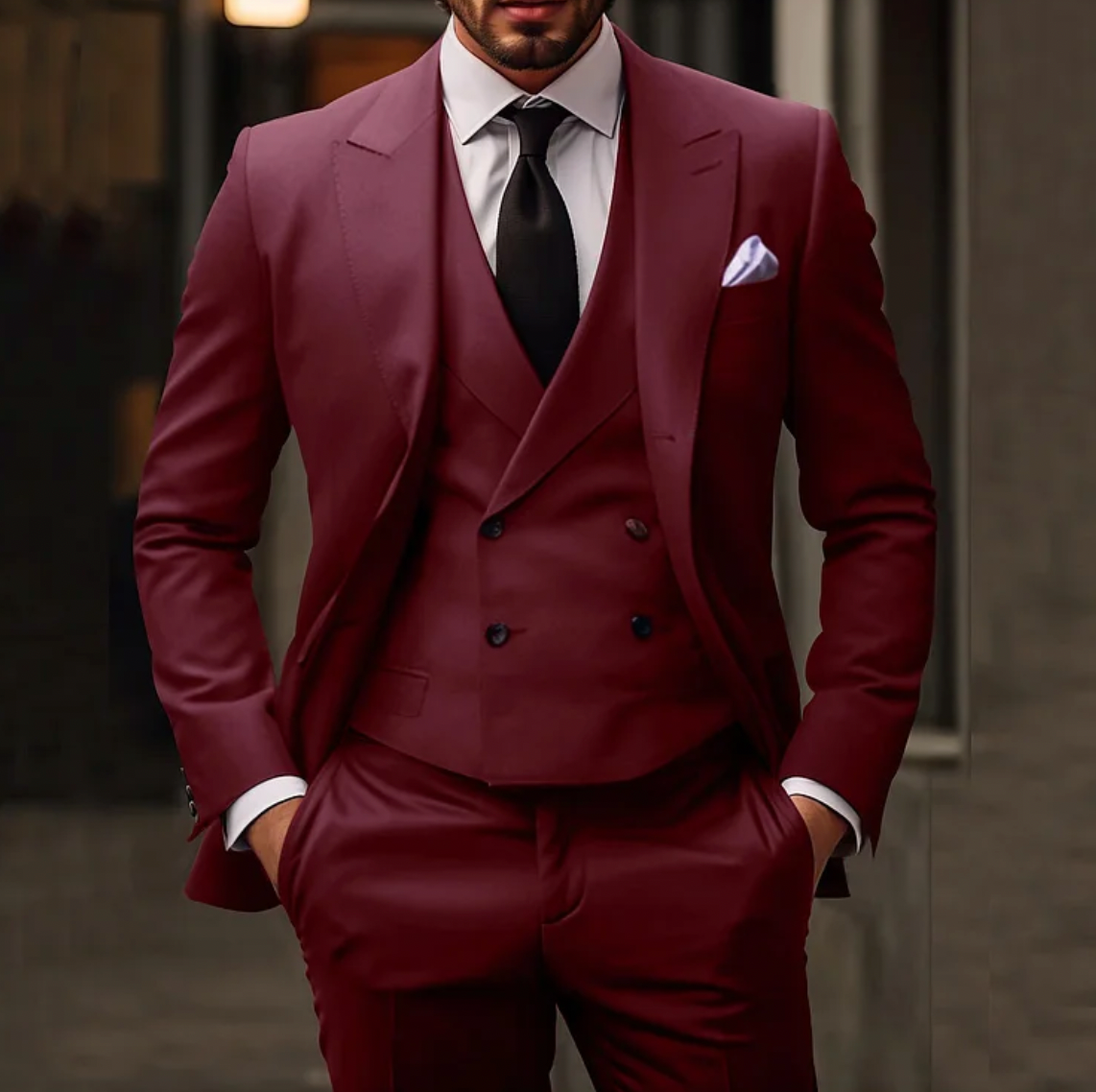 Costume trois pièces à coupe ajustée pour hommes