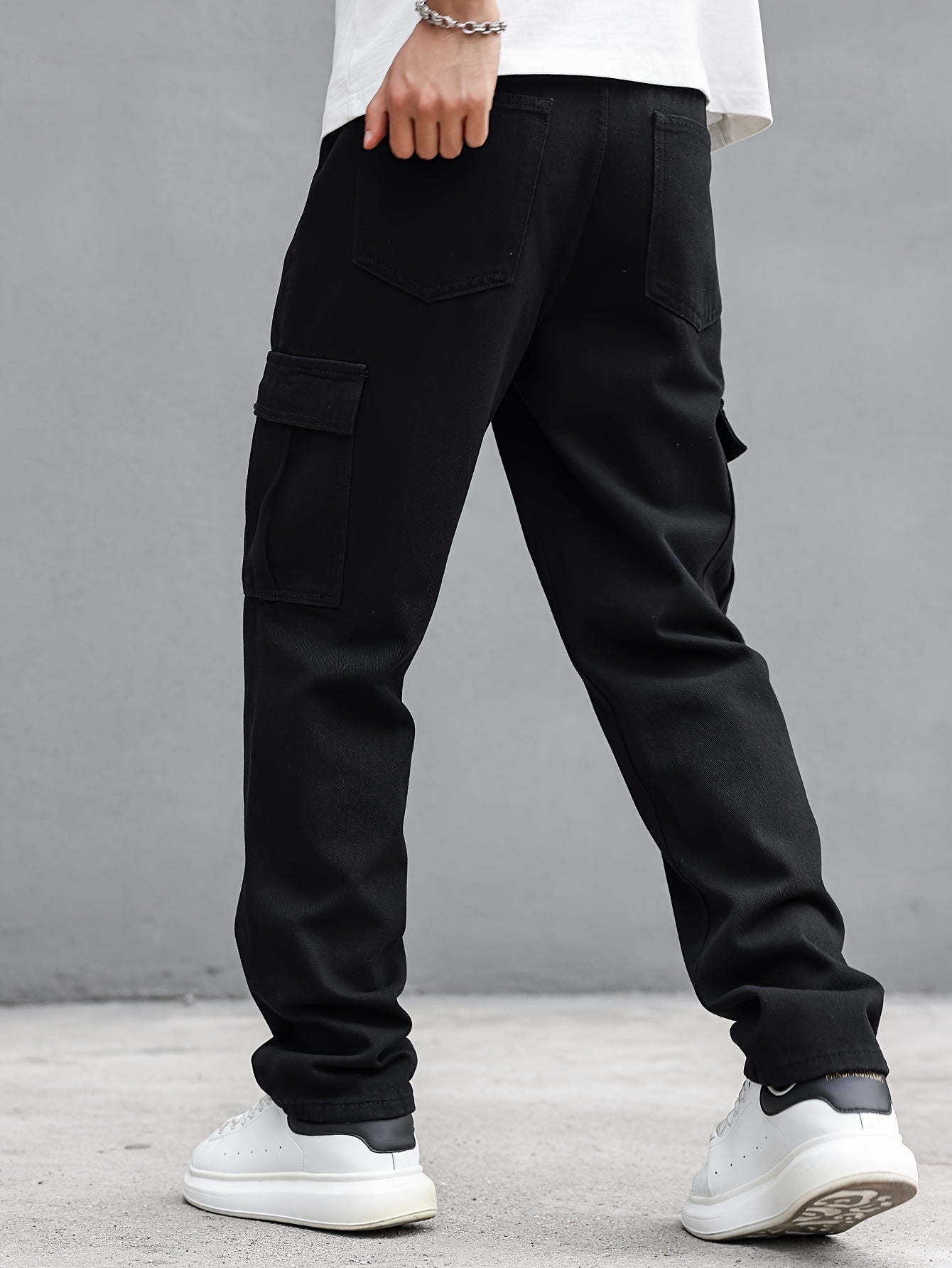 Cotton cargo trousers with elasticated cuffs and roomy fit
