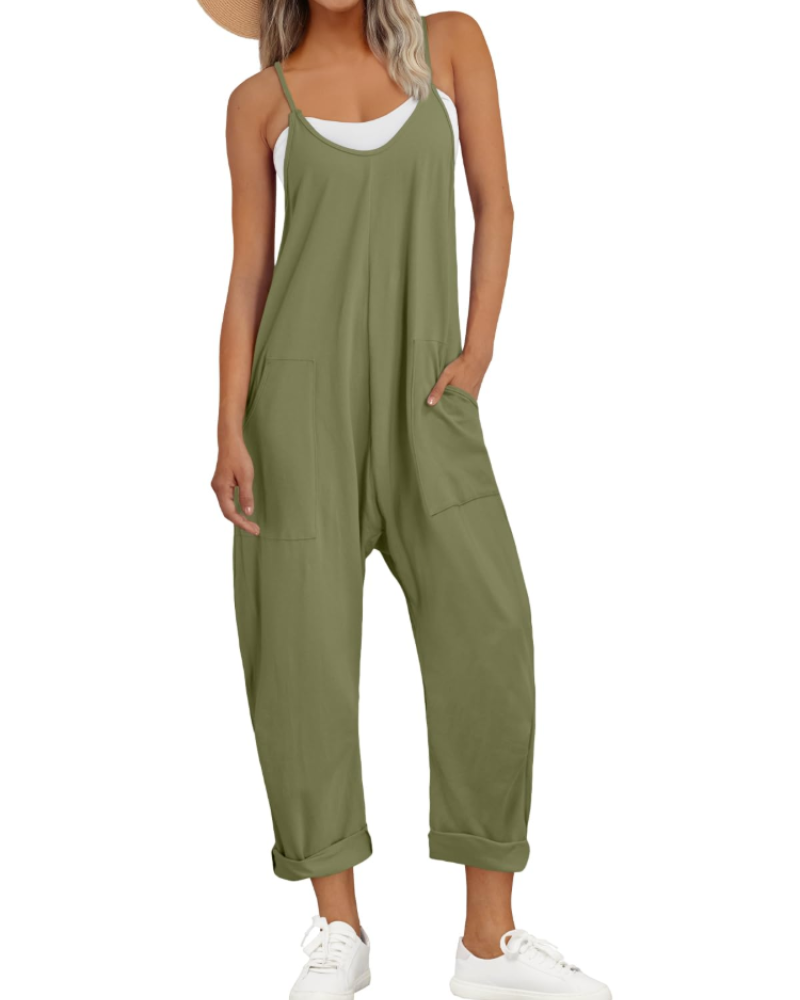 Casual rayon jumpsuit with a loose fit designed for comfortable everyday summer wear