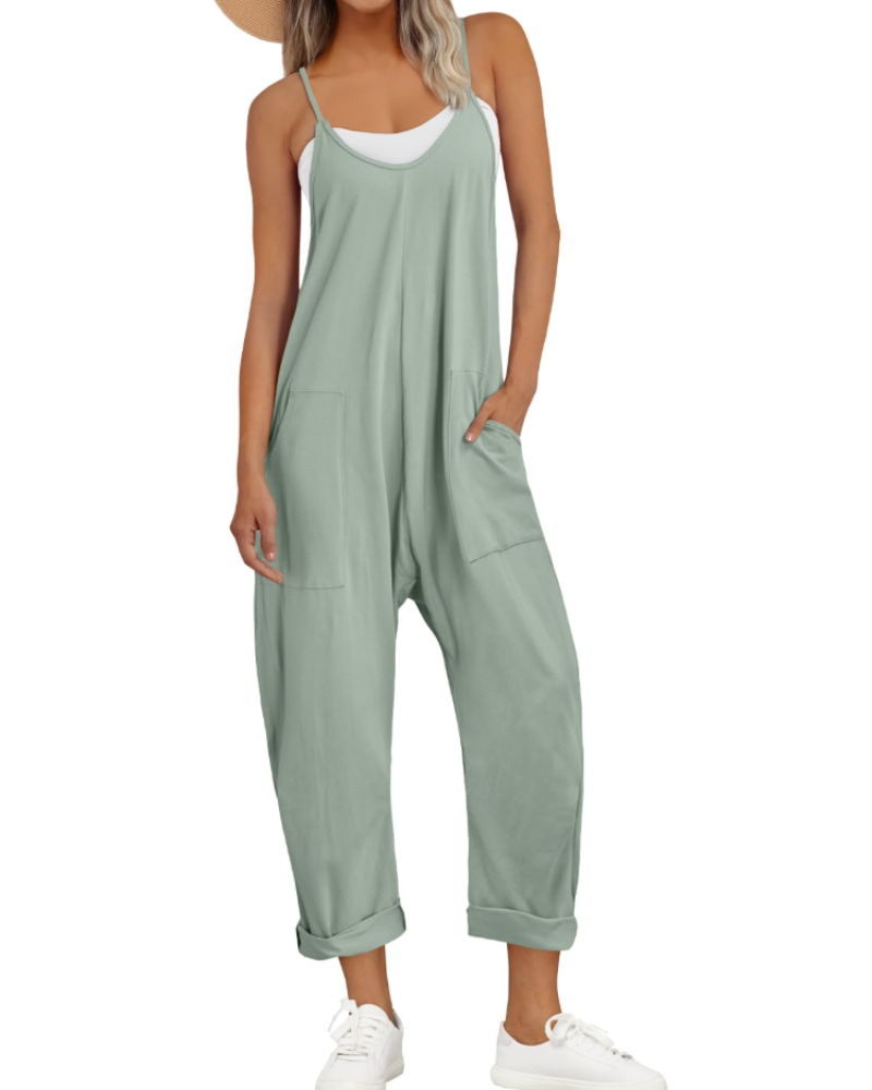 Casual rayon jumpsuit with a loose fit designed for comfortable everyday summer wear