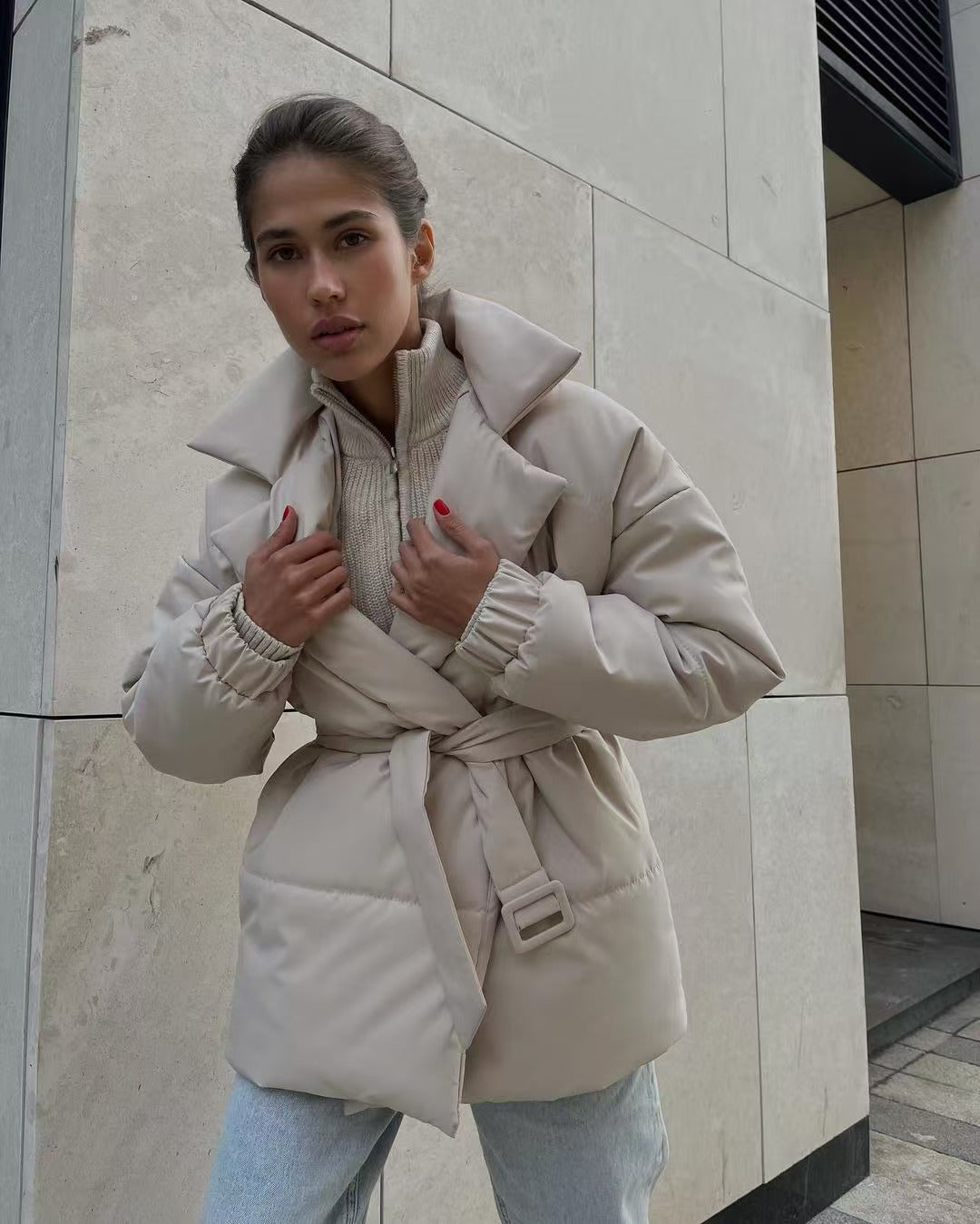 Cotton Puffer Jacket Fitted Women 2
