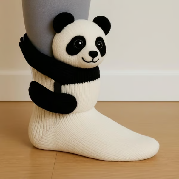 Cotton blend socks featuring dimensional animal appliqué for women's casual style
