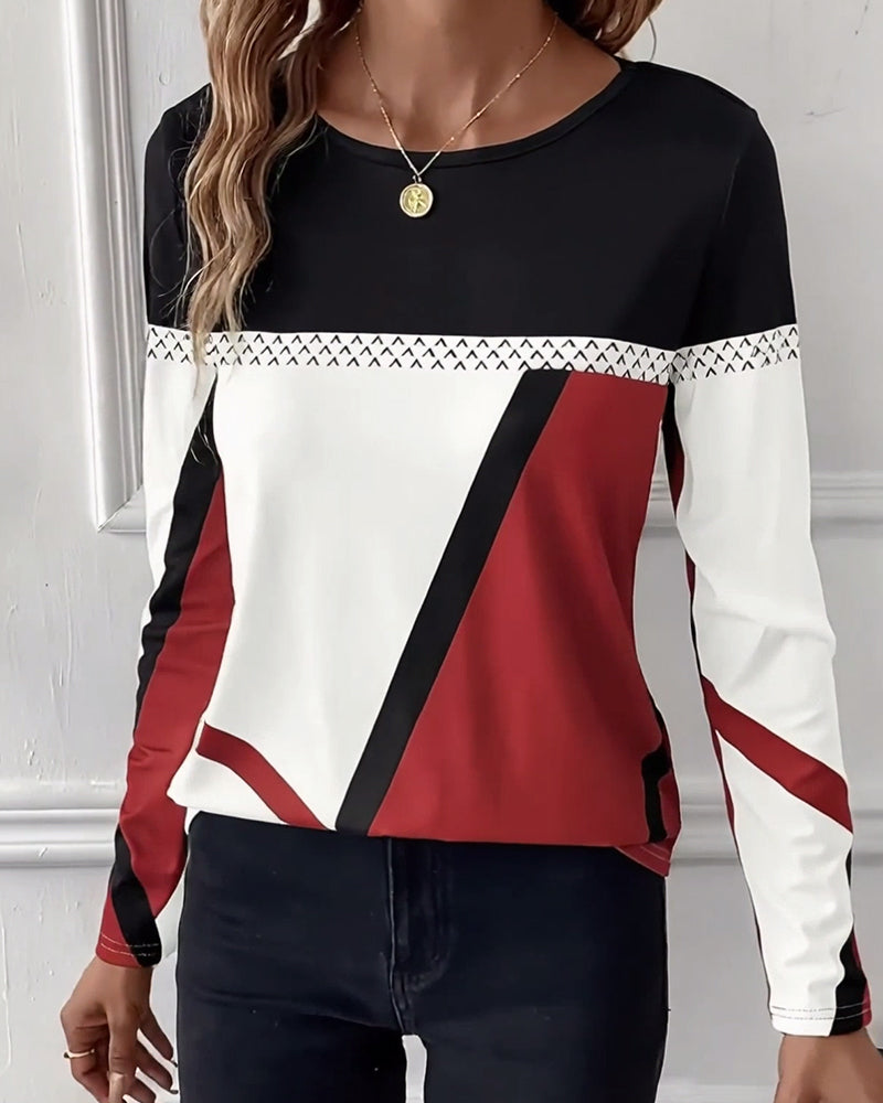 Women's cotton pullover with long sleeves and standard length cut