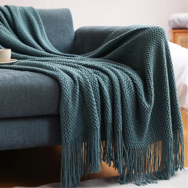 Plaid Tissé à Franges