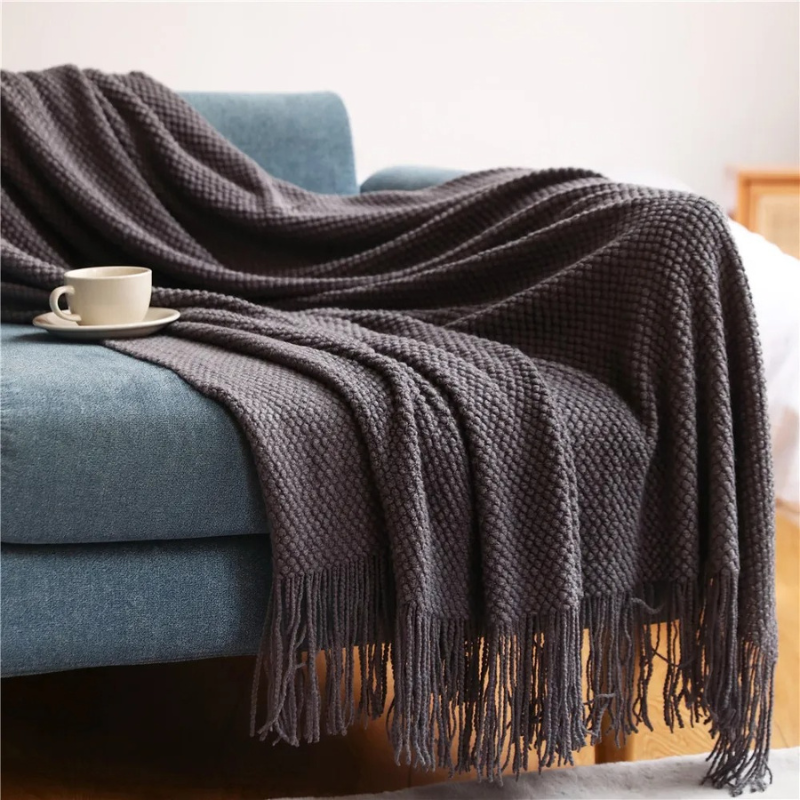 Plaid Tissé à Franges