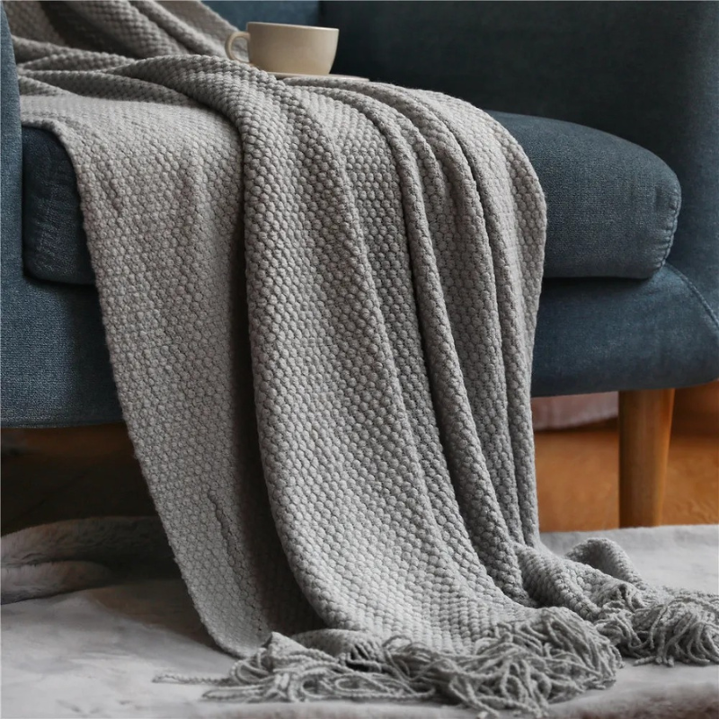 Plaid Tissé à Franges