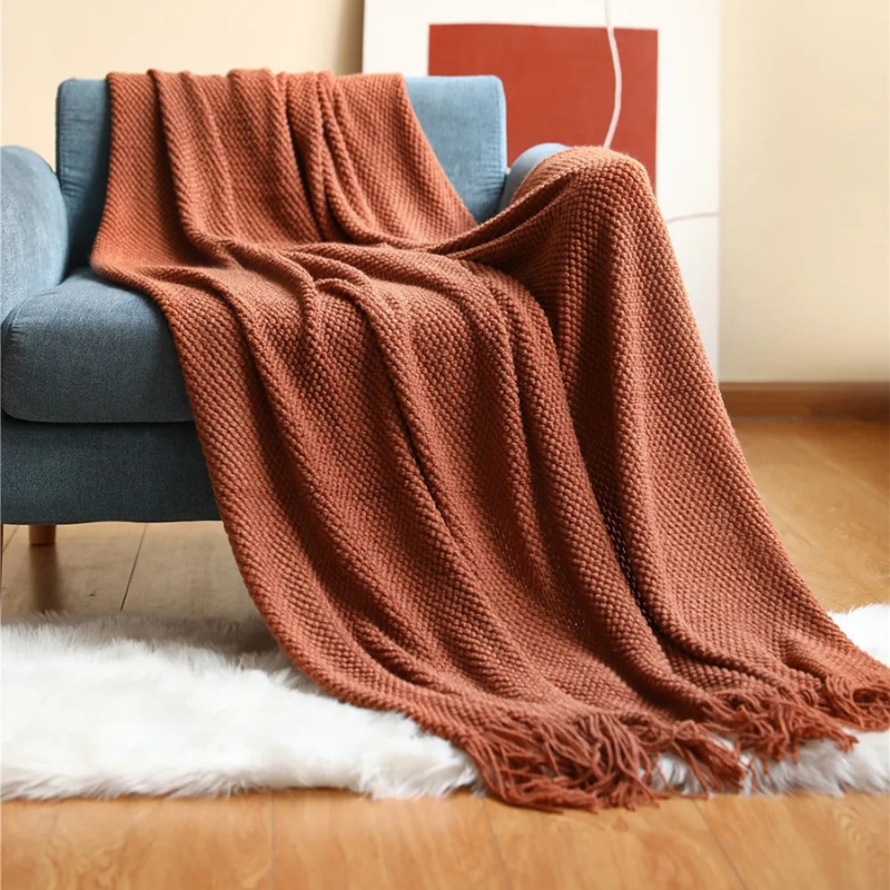 Plaid Tissé à Franges