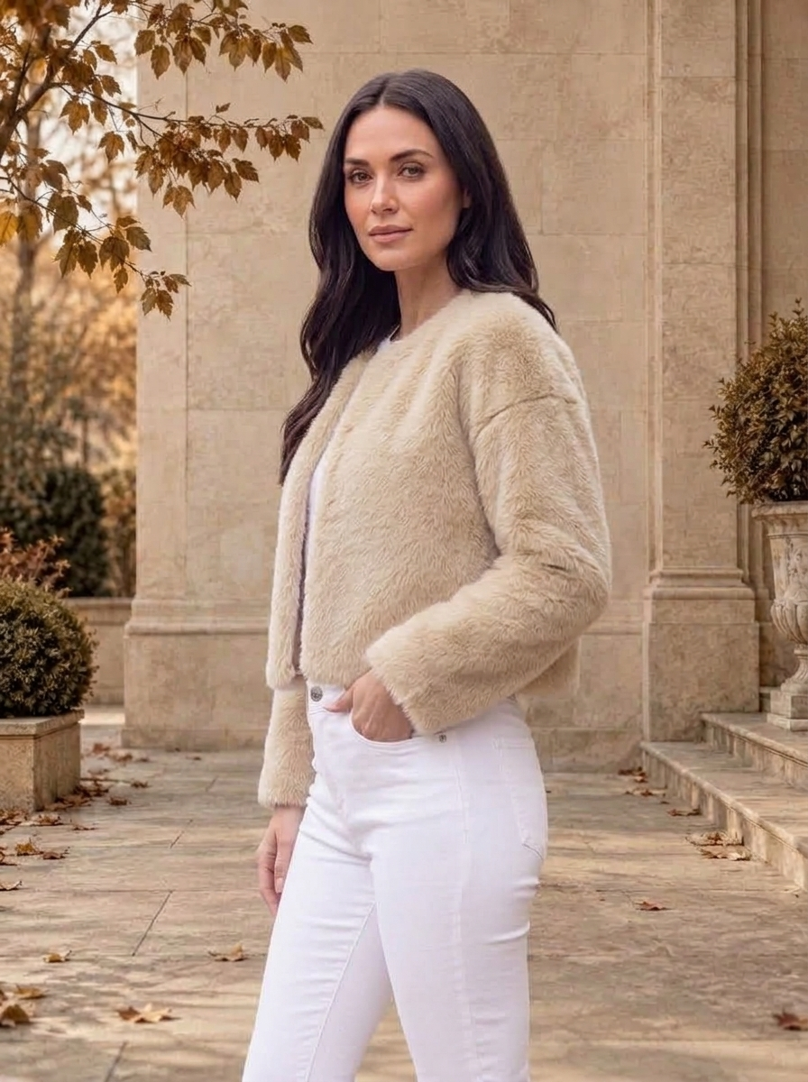 Women's cropped textured jacket for fall